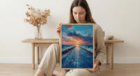 Endless Desert Road Poster, Classic Americana Highway Travel Decor - Shimmering Summer Heat Wave