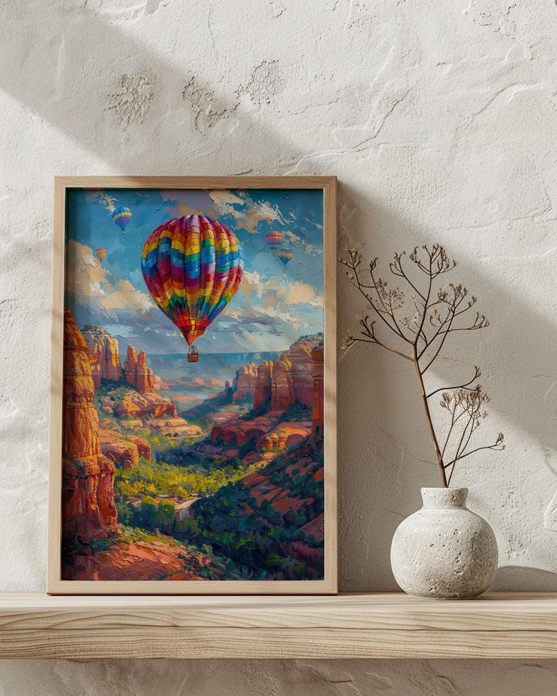 Sedona Hot Air Balloon Art Print, Arizona Nature Decor - Majestic Red Rock Summer