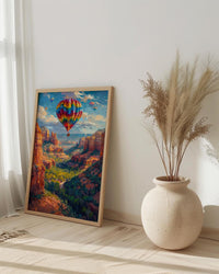 Sedona Hot Air Balloon Art Print, Arizona Nature Decor - Majestic Red Rock Summer