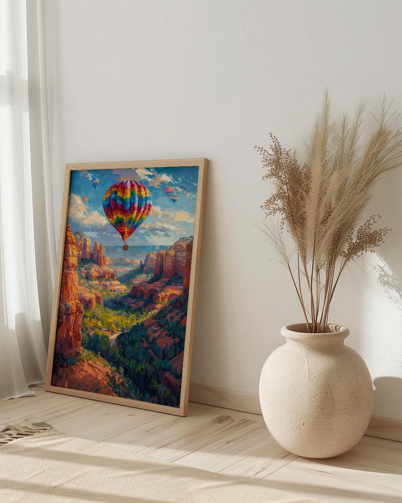 Sedona Hot Air Balloon Art Print, Arizona Nature Decor - Majestic Red Rock Summer