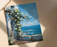Hamptons White Rose Poster, Luxury Beach House Coastal Decor - Beautiful Garden Summer Bloom
