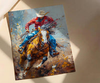 Bucking Bronco Rodeo Poster, Western Cowboy Action Decor - Dusty Summer Arena Wild Animal Scene