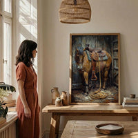 Western Lasso Wall Art, Rustic Country Farm Barn Decor - Golden Sun Beam Summer Scene