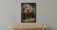 Western Lasso Wall Art, Rustic Country Farm Barn Decor - Golden Sun Beam Summer Scene