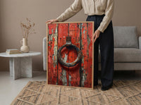 Lucky Horseshoe Wall Art, Vintage Red Barn Door Decor - Rustic Wooden Western Summer Vibe