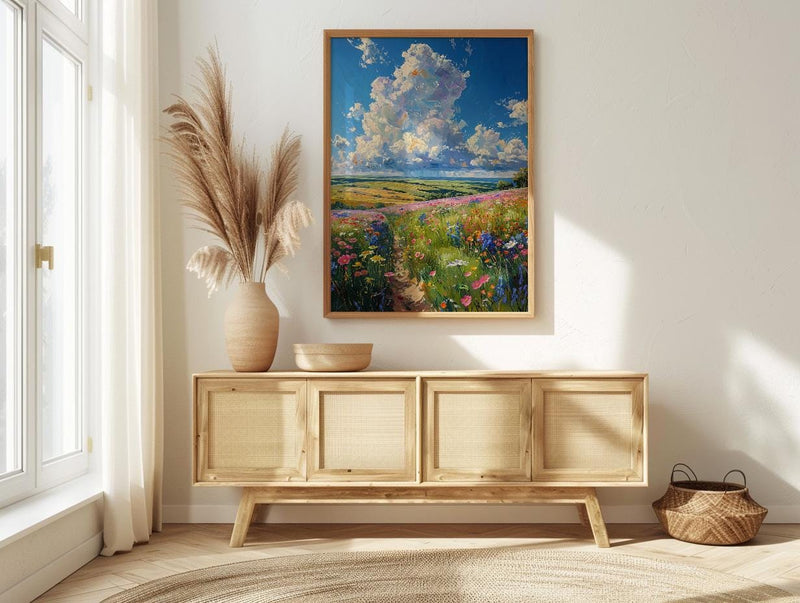 Prairie Thunder Cloud Poster, Wild Open Field Nature Decor - Dramatic Summer Storm Sky View