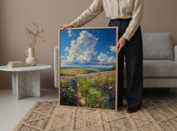 Prairie Thunder Cloud Poster, Wild Open Field Nature Decor - Dramatic Summer Storm Sky View