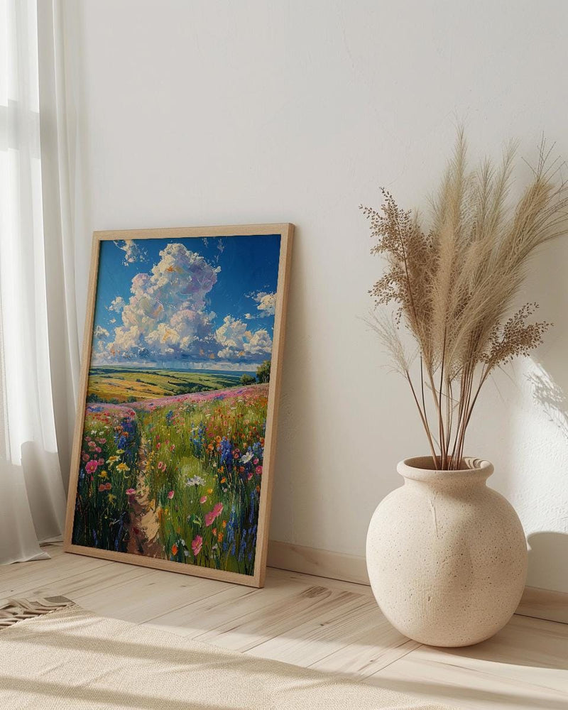 Prairie Thunder Cloud Poster, Wild Open Field Nature Decor - Dramatic Summer Storm Sky View