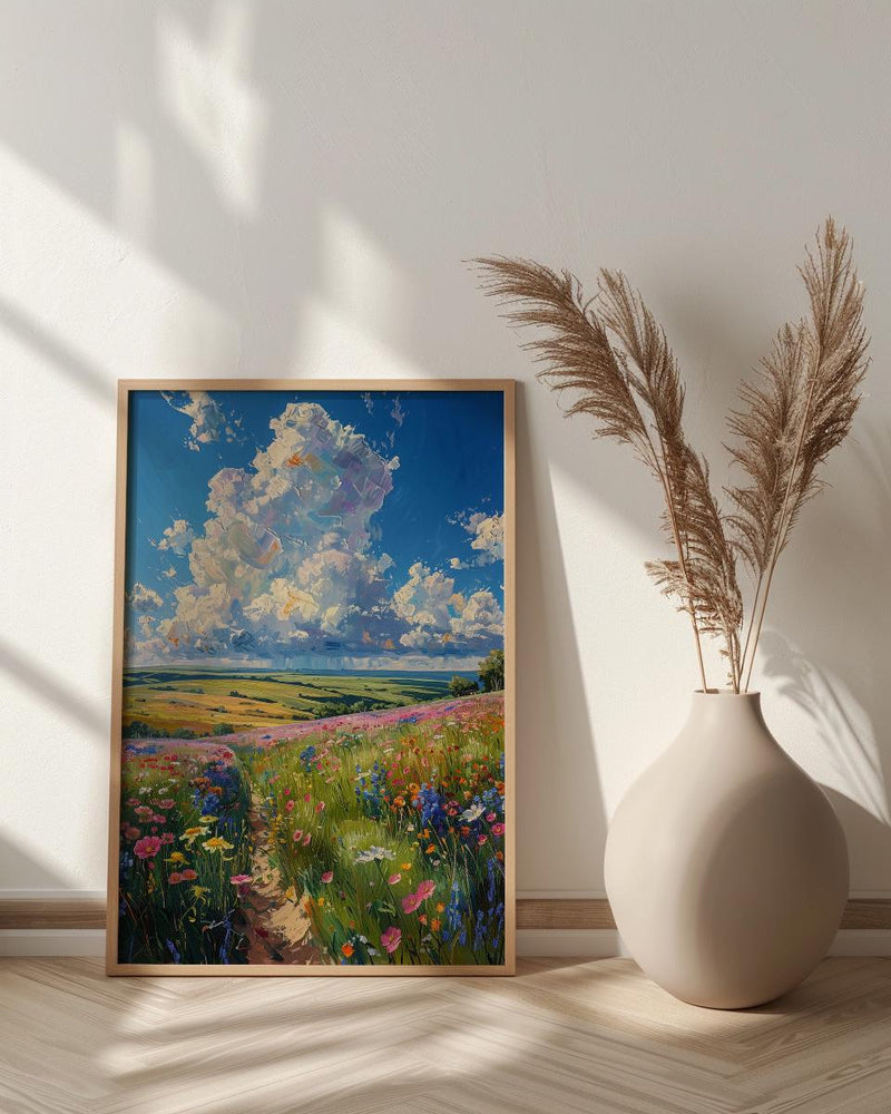 Prairie Thunder Cloud Poster, Wild Open Field Nature Decor - Dramatic Summer Storm Sky View