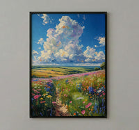 Prairie Thunder Cloud Poster, Wild Open Field Nature Decor - Dramatic Summer Storm Sky View