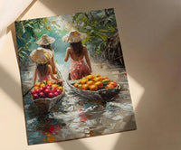 Thai Floating Market Art, Tropical Fruit Decor - Summer Boat Print