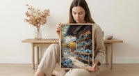 Kyoto Antique Market Print, Vintage Kimono Decor - Summer Temple Art