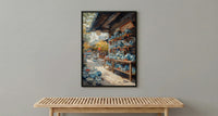 Kyoto Antique Market Print, Vintage Kimono Decor - Summer Temple Art
