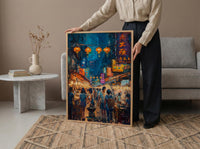 Taipei Night Market Print, Street Food Cart Decor - Taiwan Summer Art