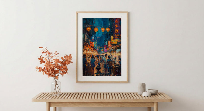 Taipei Night Market Print, Street Food Cart Decor - Taiwan Summer Art