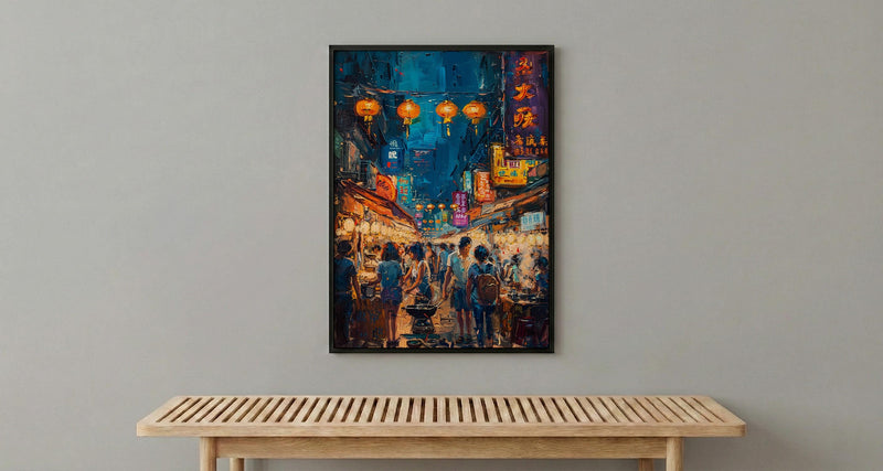 Taipei Night Market Print, Street Food Cart Decor - Taiwan Summer Art
