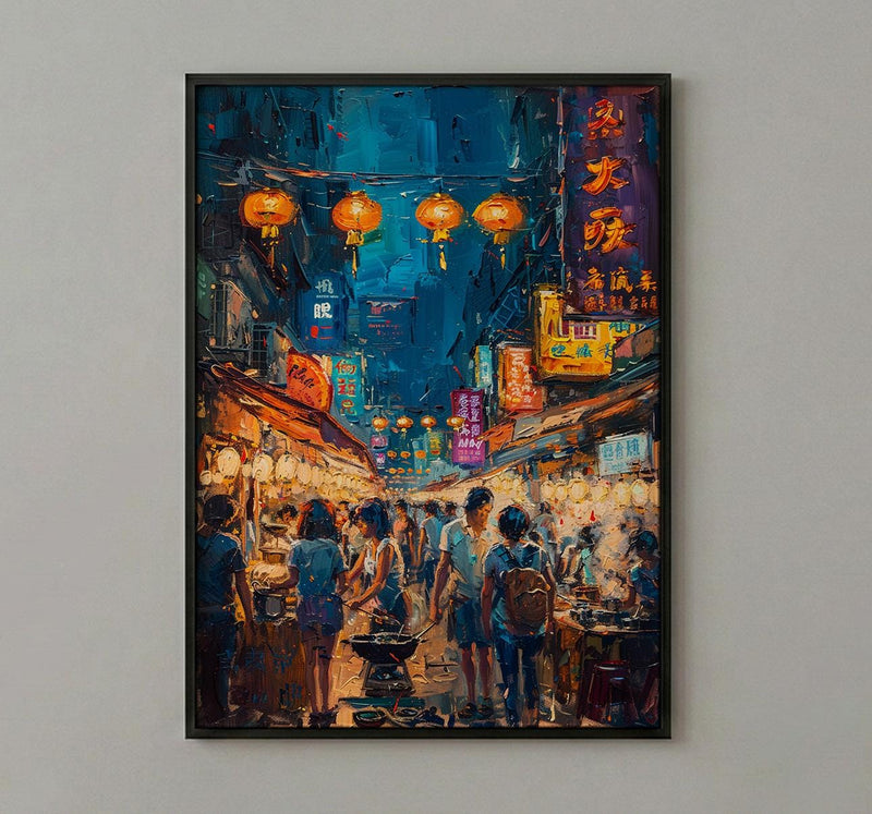 Taipei Night Market Print, Street Food Cart Decor - Taiwan Summer Art