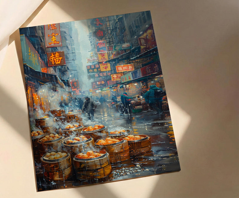 Hong Kong Street Art, Dim Sum Stall Decor - Summer Night Market