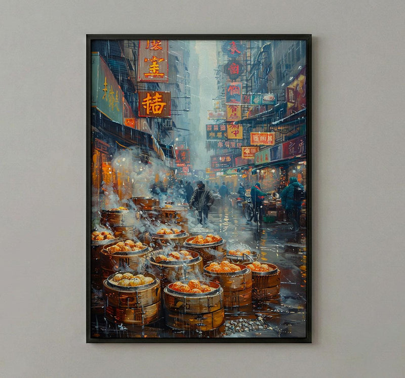 Hong Kong Street Art, Dim Sum Stall Decor - Summer Night Market
