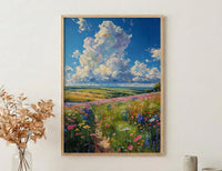 Prairie Thunder Cloud Poster, Wild Open Field Nature Decor - Dramatic Summer Storm Sky View