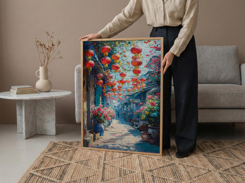 Singapore Chinatown Art, Sunny Market Decor - Traditional Herb Print