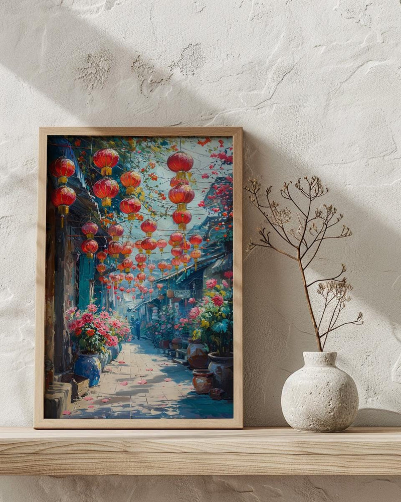 Singapore Chinatown Art, Sunny Market Decor - Traditional Herb Print