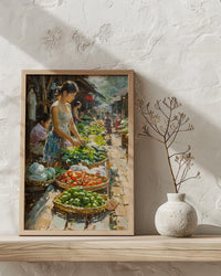 Luang Prabang Market Art, Laos Morning Decor - Soft Summer Print