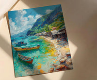 Manila Fish Market Art, Philippines Coastal Decor - Wooden Boat Print