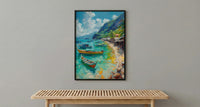 Manila Fish Market Art, Philippines Coastal Decor - Wooden Boat Print