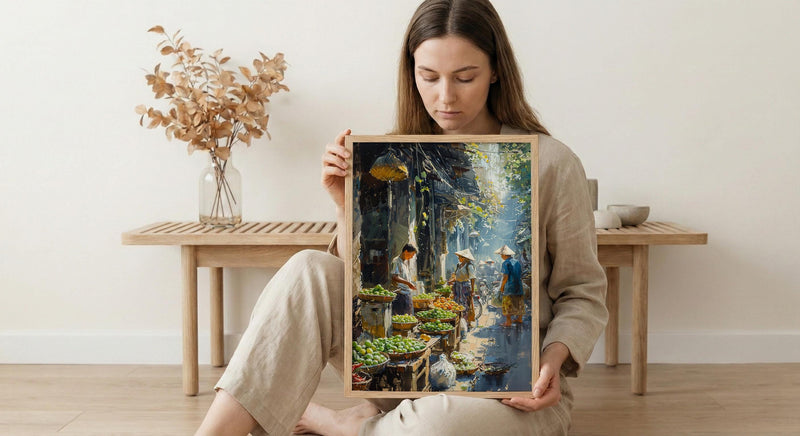 Yangon Jade Market Poster, Myanmar Summer Decor - Gemstone Art