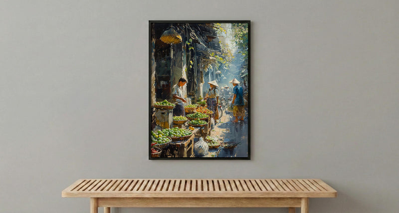 Yangon Jade Market Poster, Myanmar Summer Decor - Gemstone Art