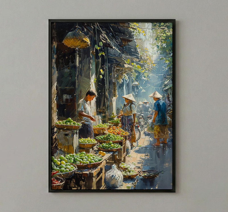 Yangon Jade Market Poster, Myanmar Summer Decor - Gemstone Art