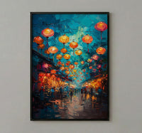 Hoi An Lantern Poster, Night Market Decor - Vietnam Street Art