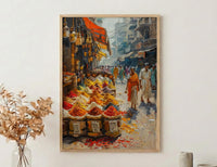 India Spice Bazaar Art, Delhi Market Decor - Vibrant Summer Print