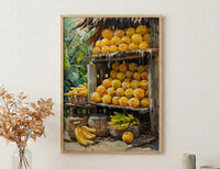 Sri Lanka Fruit Stand Art, Tropical Summer Decor - Colorful Market