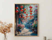 Singapore Chinatown Art, Sunny Market Decor - Traditional Herb Print