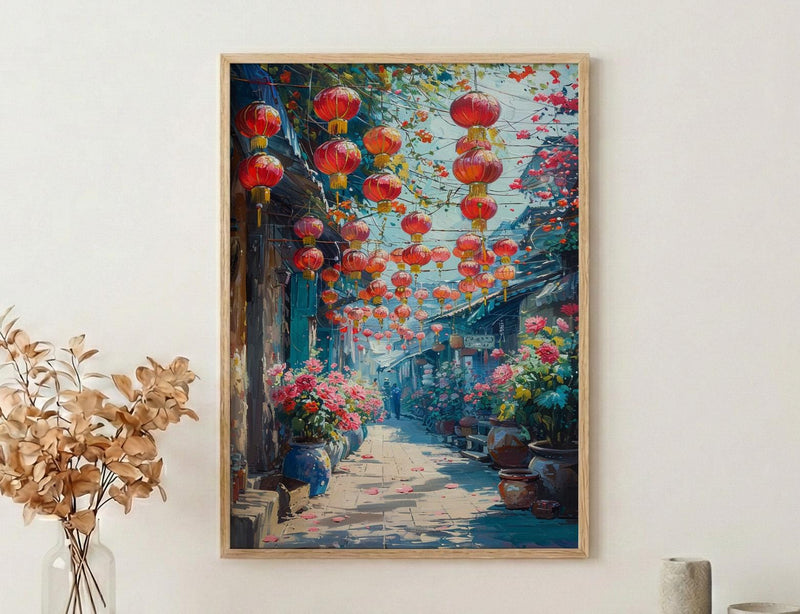 Singapore Chinatown Art, Sunny Market Decor - Traditional Herb Print