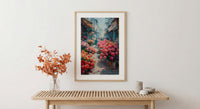 Dhaka Flower Market Art, Bangladesh Floral Decor - Red Lotus Print