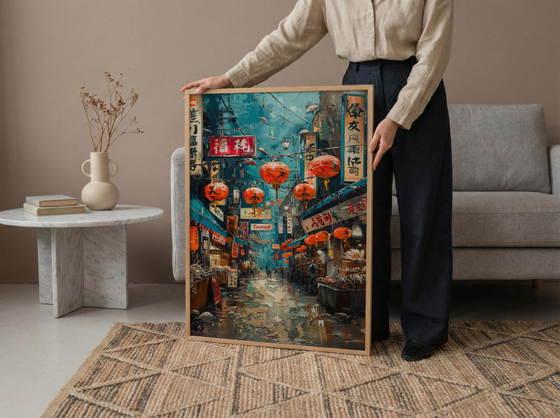 Osaka Seafood Market Art, Giant Crab Decor - Japanese Street Print