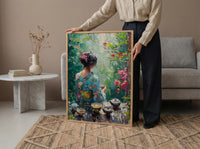 Japanese Tea Ceremony, Summer Garden Decor - Floral Kimono Print