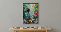 Japanese Tea Ceremony, Summer Garden Decor - Floral Kimono Print