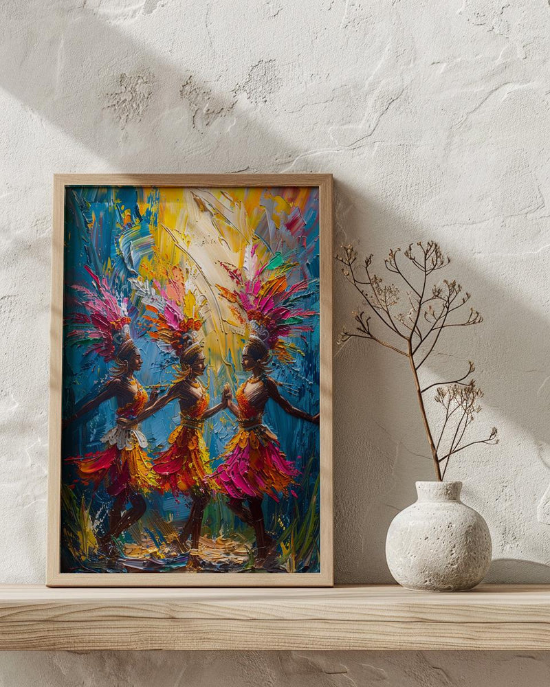 Bali Dancer Wall Art, Golden Summer Decor - Traditional Print