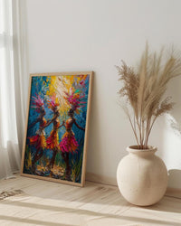 Bali Dancer Wall Art, Golden Summer Decor - Traditional Print