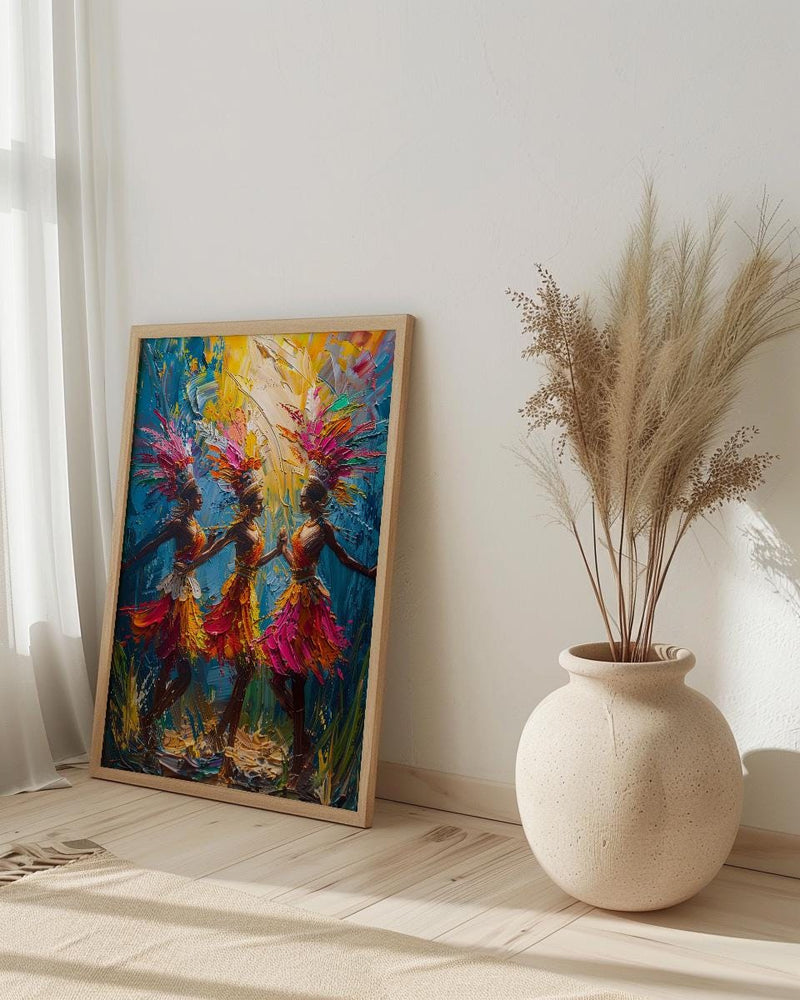 Bali Dancer Wall Art, Golden Summer Decor - Traditional Print