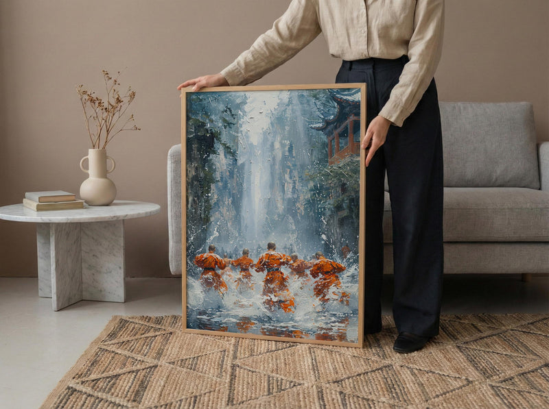 Shaolin Monk Poster, Martial Arts Decor - Misty Temple Art