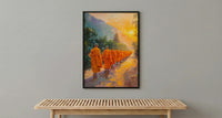 Thai Monk Art Print, Saffron Robe Decor - Sunrise Landscape