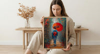 Kyoto Geisha Poster, Red Umbrella Decor - Japan Street Art