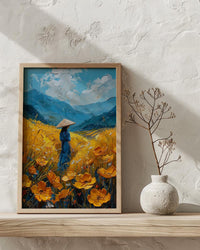 Vietnam Rice Terrace, Summer Farm Decor - Conical Hat Print