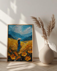 Vietnam Rice Terrace, Summer Farm Decor - Conical Hat Print