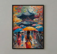 Korean Hanbok Print, Palace Garden Decor - Seoul Summer Art